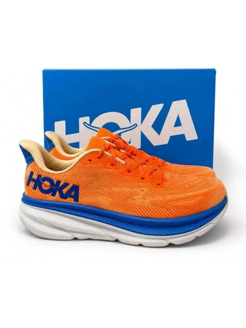 Clifton 9 Cushioned Neutral Running Shoes Mens 12 D Vibrant Orange Impala